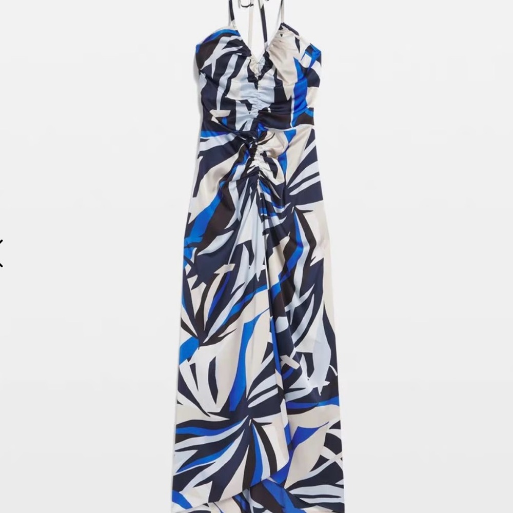 White House Black Market Blue and Black Maxi Dress.